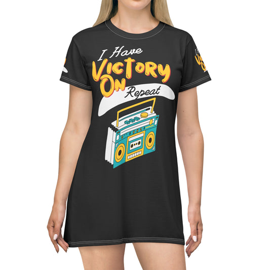 Victory On Repeat T-Shirt Dress (AOP)
